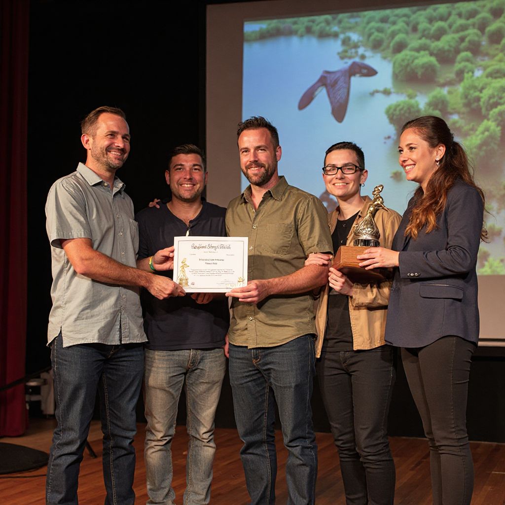 Team receiving eco-tourism award