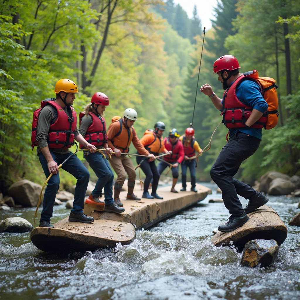 Team building challenge in nature