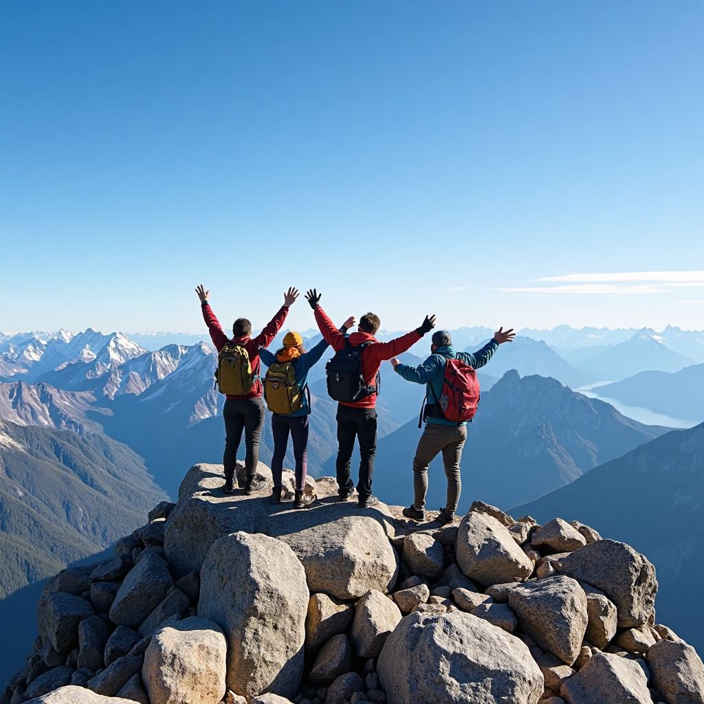 Hiking group at mountain summit
